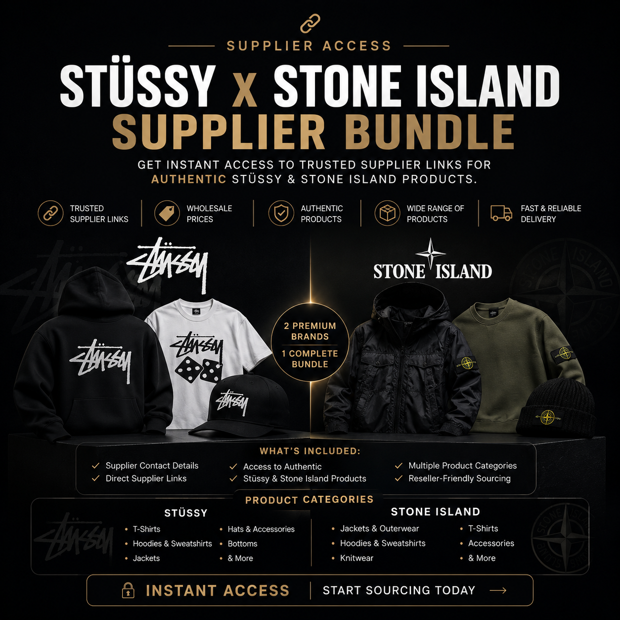 STUSSY X STONE ISLAND GARMS BUNDLE